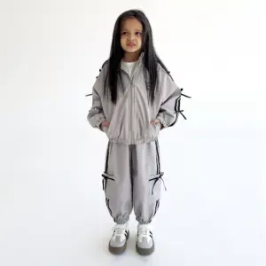 Qız üçün 2-li idman dəsti 07O2481, boz, polyester