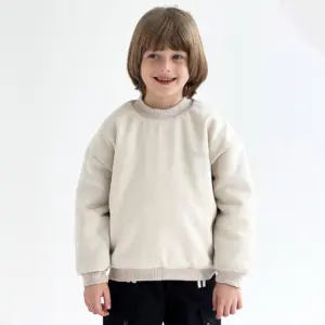 Oğlan uşağı üçün qalın svitşot 03O2449, bej ,pambıq