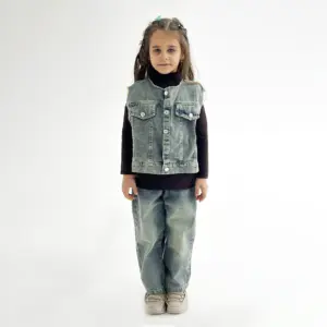 Qız uşağı üçün 2-li cins dəst 07O2418, göy, pambıq
