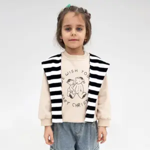 Qız uşağı üçün svitşot 03O2463, bej, pambıq